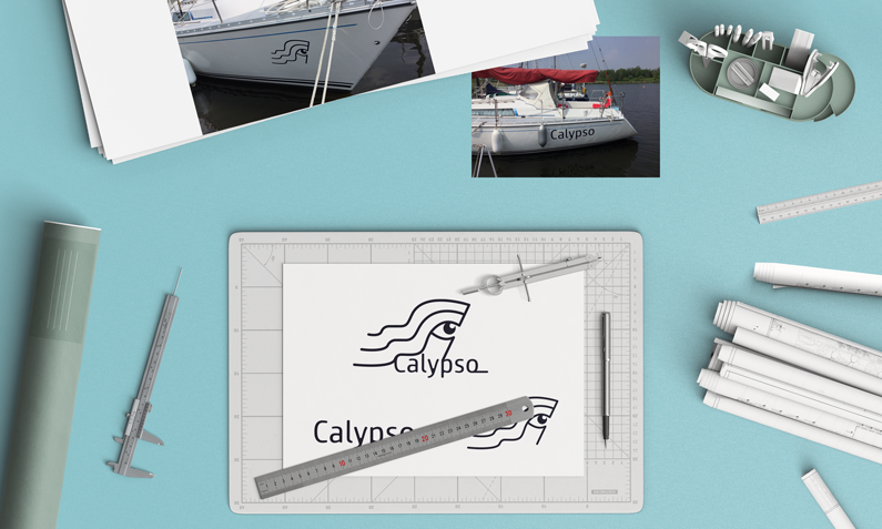 Scheepsbelettering ontwerp beeldmerk en logo Calypso